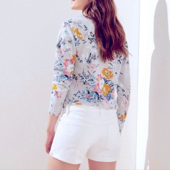 Loft White Denim Roll Cuff Jean Shorts Size 2 - Picture 3 of 10